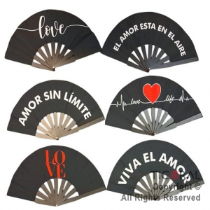 Abanicos con frases viva el amor x 12